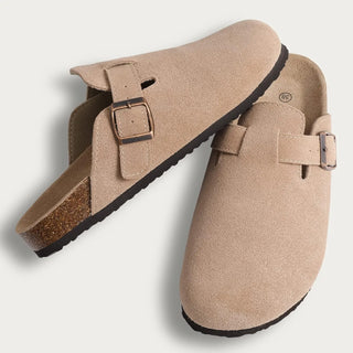 suède beige clog voor mannen en vrouwen