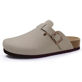 imitatieleren clog grijs met kurken voetbed voor heren en dames