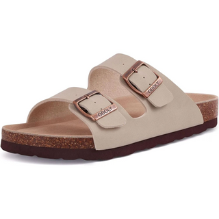 beige sandaal met kurken voetbed voor dames en heren