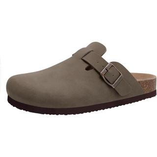 imitatieleren clog bruin met kurken voetbed voor heren en dames